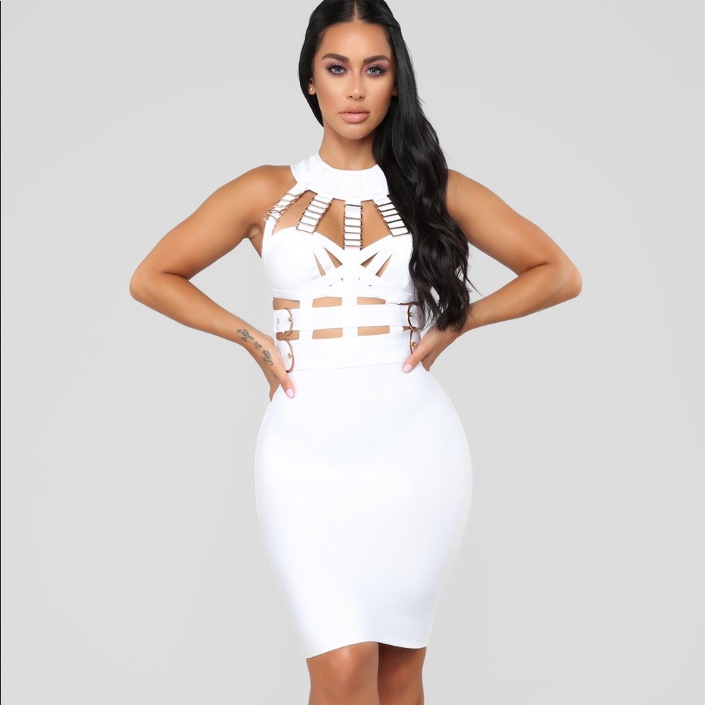 Fashion Nova White Bandage Dress